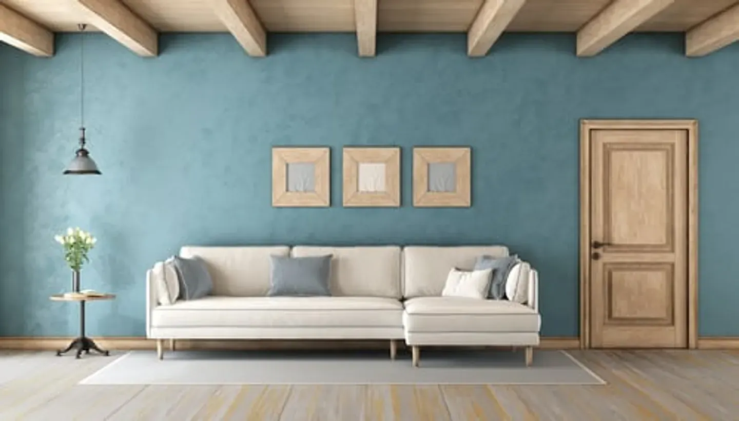 Interior room with a smooth, evenly finished painted wall